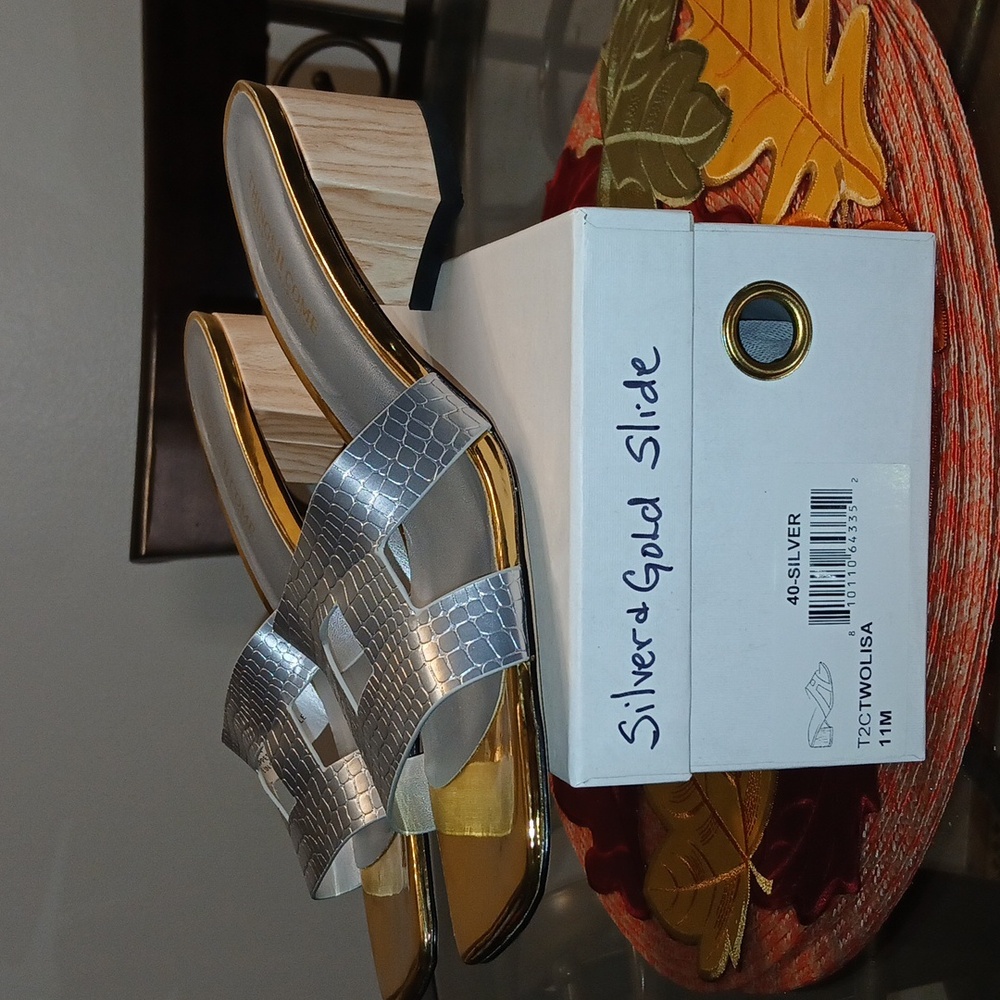 Gold And Silver Slide Sandal